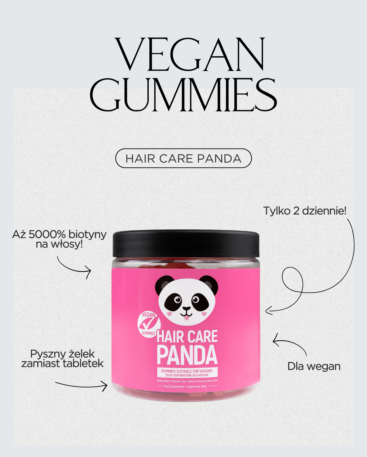 2 x Hair Care Panda Vegan Gummies
