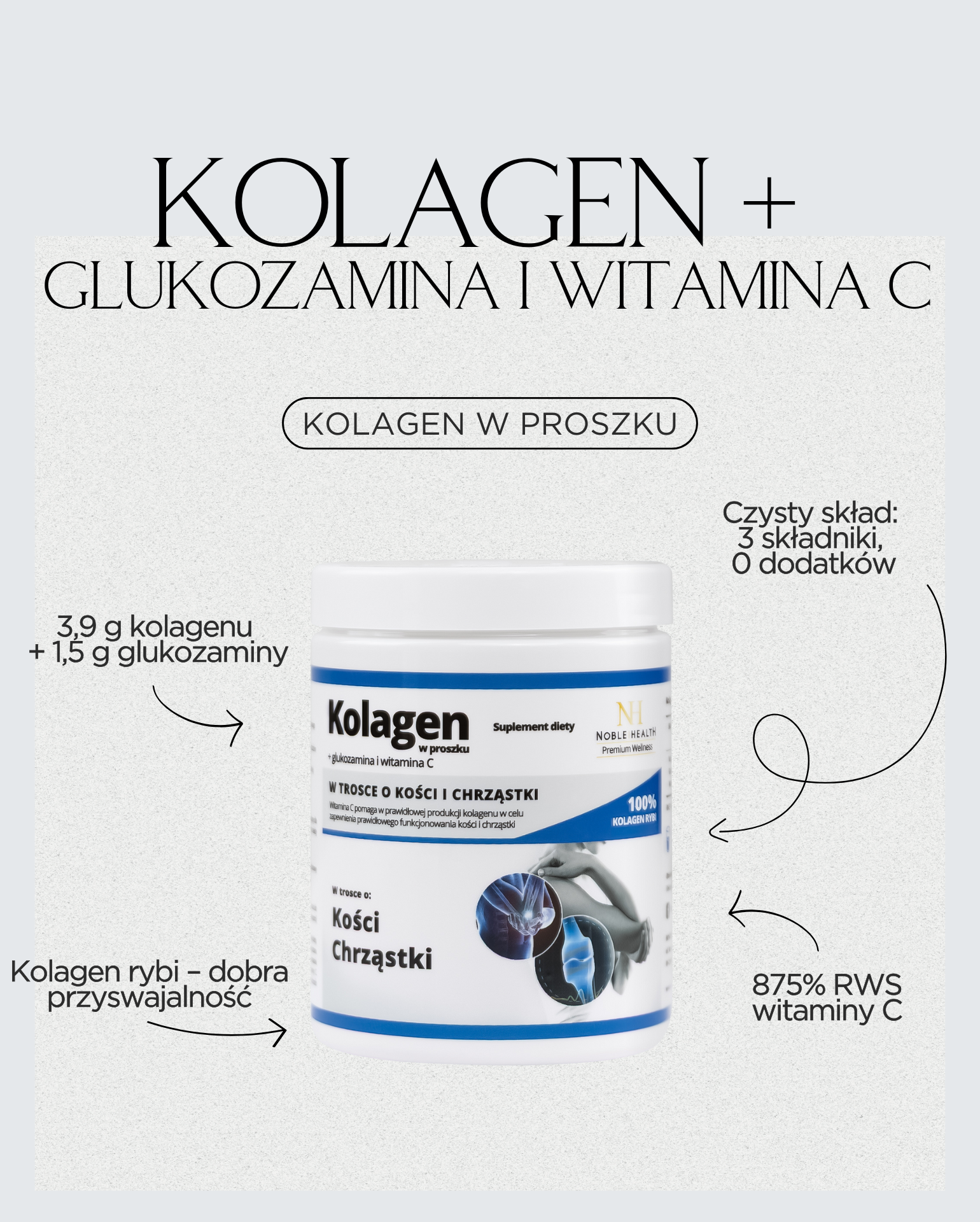 Kolagen + glukozamina i witamina C w proszku